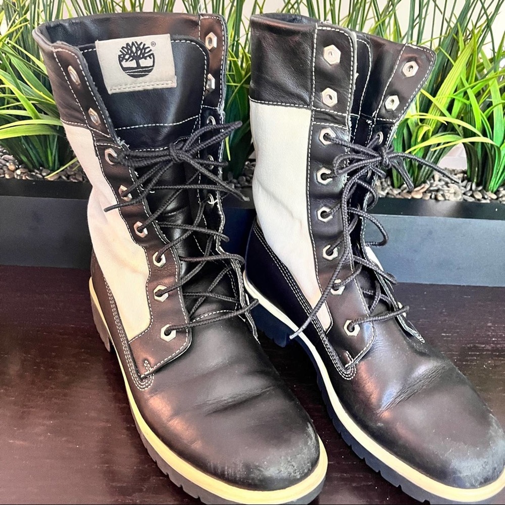 Timberland Womens Lady Premium Ankle Boots/ 7.5/Black & Bone